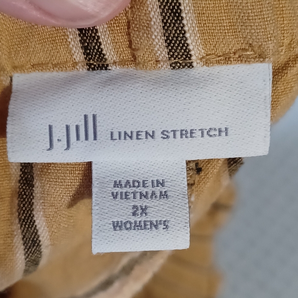 J.Jill Linen Stretch 2X (Fit 38W 23L) Pull On Belted High Rise Pants tan - Picture 2 of 6